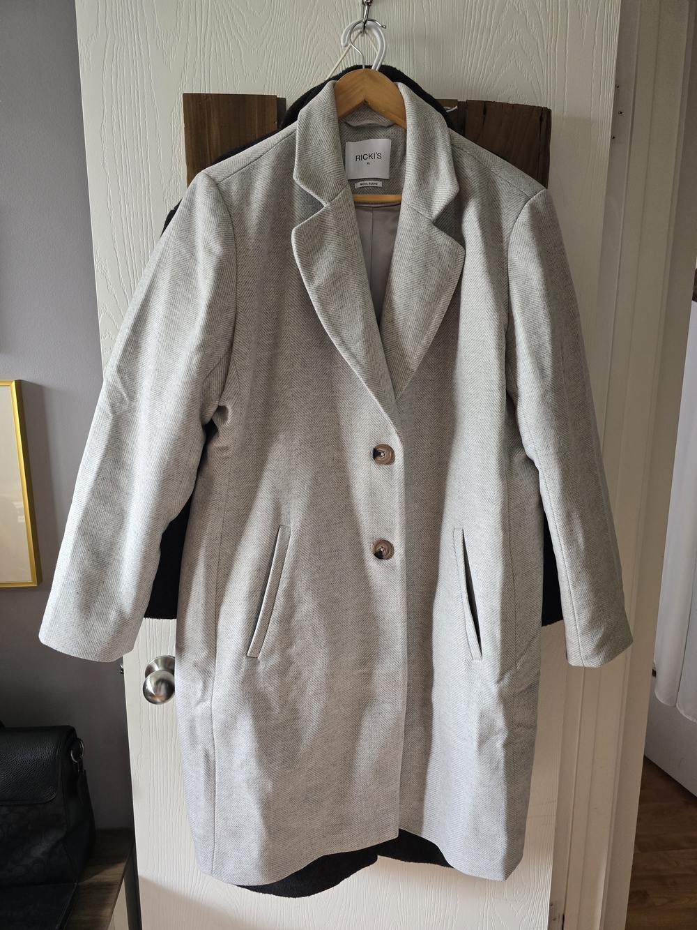 Ricki's Light Gray Wool Single-Breasted Women's Trench Coat
